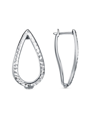 Серьги серебро 925 пробы, покрытие - родирование, отделка - алмазная грань, без вставок