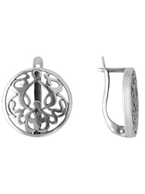 Серьги серебро 925 пробы, покрытие - оксидирование, без вставок