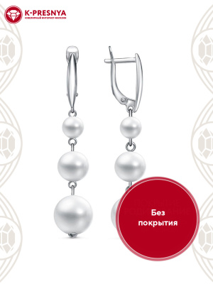 Серьги серебро 925 пробы, без покрытия, вставка - имитация жемчуга