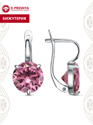 Серьги бижутерия, покрытие - серебрение с оксидированием, вставка - фианит (недрагоценный камень)