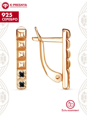 Серьги серебро 925 пробы, покрытие - золочение, вставка - фианит (недрагоценный камень)