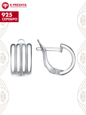 Серьги серебро 925 пробы, покрытие - родирование, без вставок