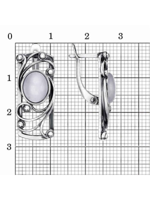 Серьги бижутерия, покрытие - серебрение с оксидированием, вставка - искусственный кошачий глаз
