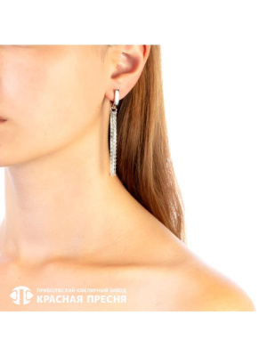 Серьги серебро 925 пробы, покрытие - платинирование, без вставок