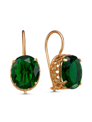 Серьги бижутерия, покрытие - золочение, вставка - стекло ювелирное