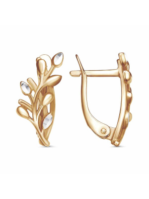 Серьги серебро 925 пробы, покрытие - золочение, отделка - алмазная грань, без вставок