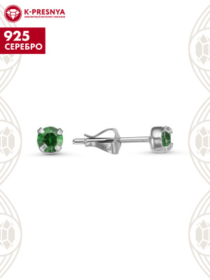 Серьги серебро 925 пробы, без покрытия, вставка - искусственная шпинель