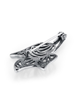 Брошь серебро 925 пробы, покрытие - оксидирование, без вставок