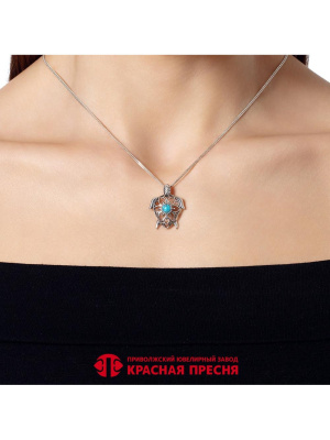 Подвеска серебро 925 пробы, покрытие - оксидирование, вставка - искусственная бирюза
