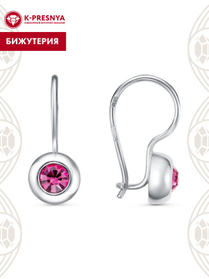 Серьги бижутерия, покрытие - серебрение, вставка - стекло ювелирное preciosa