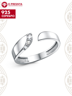 Кольцо серебро 925 пробы, покрытие - родирование, вставка - фианит (недрагоценный камень)