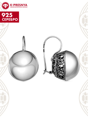 Серьги серебро 925 пробы, покрытие - оксидирование, без вставок