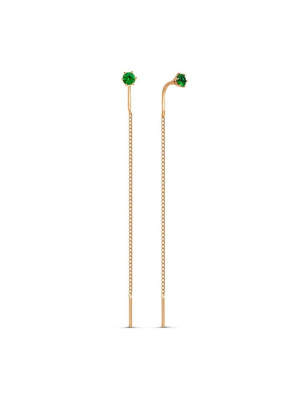 Серьги бижутерия, покрытие - золочение, вставка - искусственная шпинель