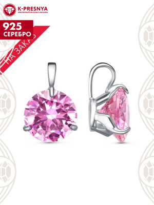Подвеска серебро 925 пробы, покрытие - платинирование, вставка - фианит (недрагоценный камень)