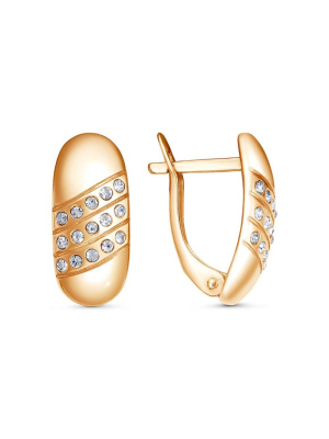 Серьги бижутерия, покрытие - золочение, вставка - стекло ювелирное preciosa