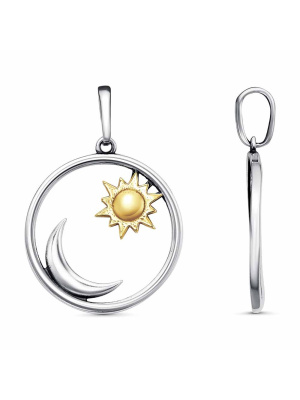 Подвеска бижутерия, покрытие - серебрение с оксидированием, выборочное золочение, без вставок