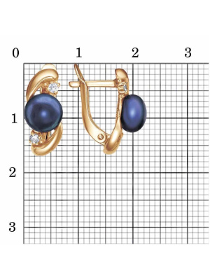 Серьги бижутерия, покрытие - золочение, вставка - культивированный жемчуг, фианит (недрагоценный камень)