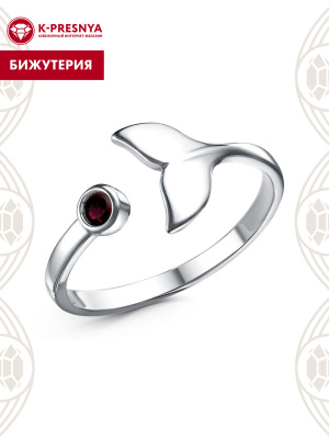 Кольцо бижутерия, покрытие - платинирование, вставка - стекло ювелирное preciosa