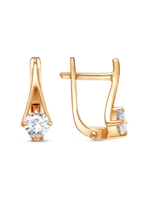 Серьги бижутерия, покрытие - золочение, вставка - фианит (недрагоценный камень)