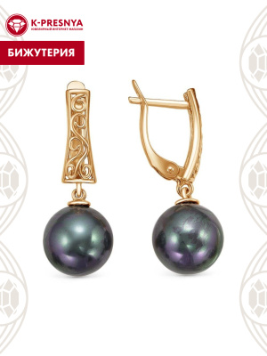 Серьги бижутерия, покрытие - золочение, вставка - имитация жемчуга