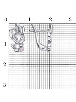 Серьги серебро 925 пробы, покрытие - родирование, вставка - фианит (недрагоценный камень)