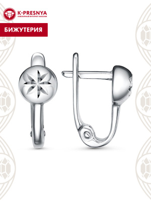 Серьги бижутерия, покрытие - платинирование, отделка - алмазная грань, без вставок