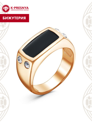 Кольцо бижутерия, покрытие - золочение, отделка - эмаль, вставка - стекло ювелирное preciosa