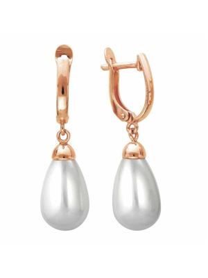 Серьги серебро 925 пробы, покрытие - золочение, вставка - имитация жемчуга