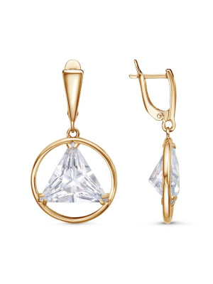 Серьги бижутерия, покрытие - золочение, вставка - фианит (недрагоценный камень)