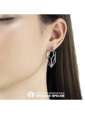 Серьги серебро 925 пробы, покрытие - родирование, без вставок