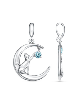 Подвеска бижутерия, покрытие - платинирование, вставка - фианит (недрагоценный камень)