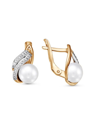 Серьги серебро 925 пробы, покрытие - золочение, выборочное родирование