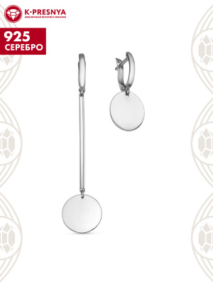 Серьги серебро 925 пробы, покрытие - родирование, без вставок