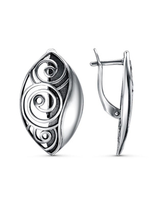 Серьги серебро 925 пробы, покрытие - оксидирование, без вставок