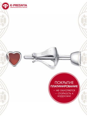 Серьги серебро 925 пробы, покрытие - платинирование, отделка - эмаль, без вставок