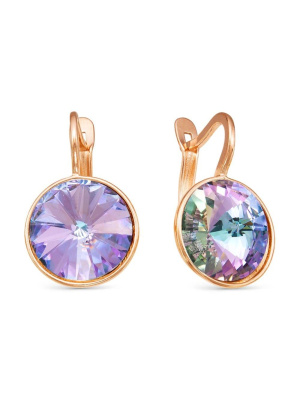 Серьги бижутерия, покрытие - золочение, вставка - стекло ювелирное preciosa