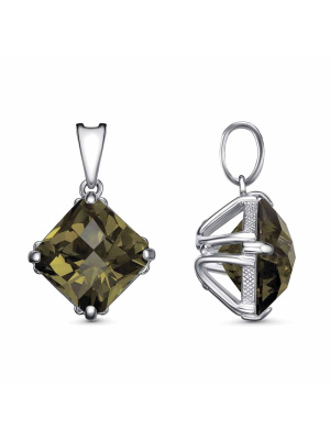 Подвеска бижутерия, покрытие - платинирование, вставка - стекло ювелирное собственной огранки