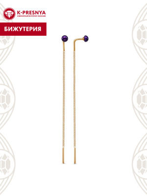 Серьги бижутерия, покрытие - золочение, вставка - культивированный жемчуг