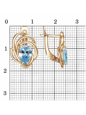 Серьги бижутерия, покрытие - золочение, вставка - фианит (недрагоценный камень)