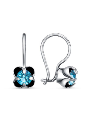 Серьги бижутерия, покрытие - серебрение с оксидированием, вставка - стекло ювелирное preciosa