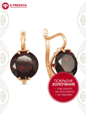 Серьги бижутерия, покрытие - золочение, вставка - фианит (недрагоценный камень)
