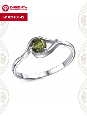 Кольцо бижутерия, покрытие - платинирование, вставка - фианит (недрагоценный камень)