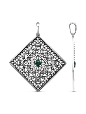 Подвеска серебро 925 пробы, покрытие - оксидирование, вставка - искусственная шпинель