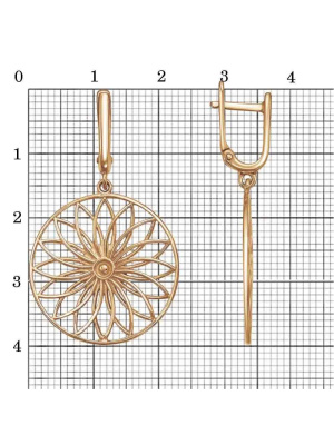 Серьги серебро 925 пробы, покрытие - золочение, без вставок