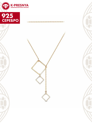 Колье серебро 925 пробы, покрытие - золочение, без вставок