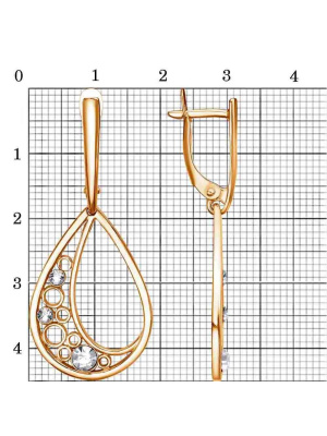 Серьги бижутерия, покрытие - золочение, вставка - стекло ювелирное preciosa