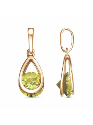 Подвеска бижутерия, покрытие - золочение, вставка - фианит (недрагоценный камень)