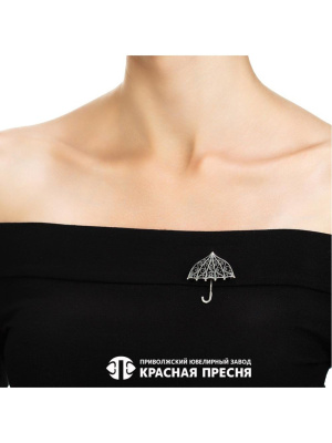 Брошь серебро 925 пробы, покрытие - оксидирование, без вставок