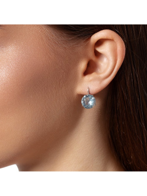 Серьги серебро 925 пробы, покрытие - родирование, вставка - горный хрусталь собственной огранки