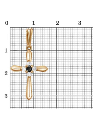 Подвеска серебро 925 пробы, покрытие - золочение, вставка - фианит (недрагоценный камень)
